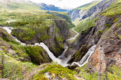 Voringsfossen waterfalls near Hardangervidda in Norway