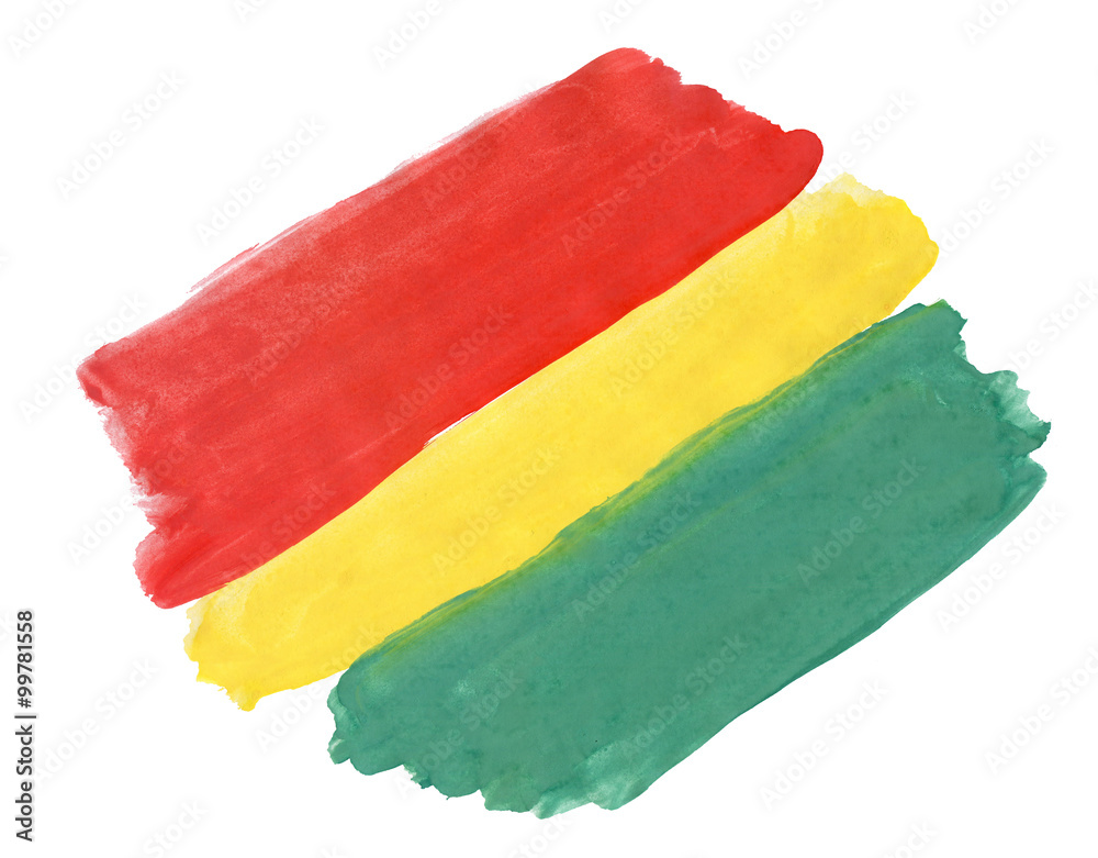 Obraz premium Flag of Guinea painted with gouache