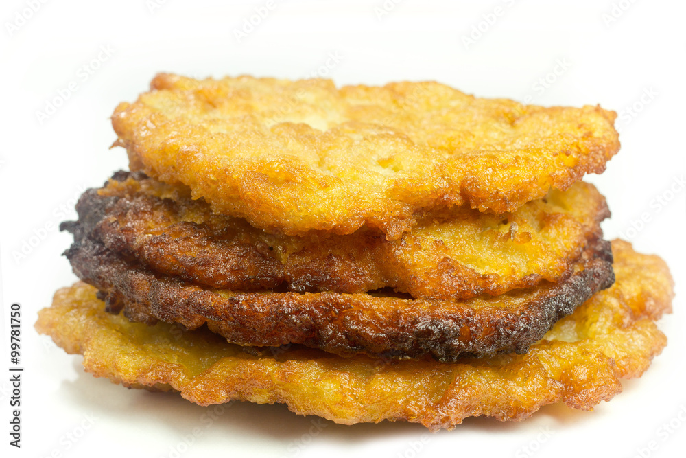 Potato pancakes isolated on white background Potato pancakes isolated on white background