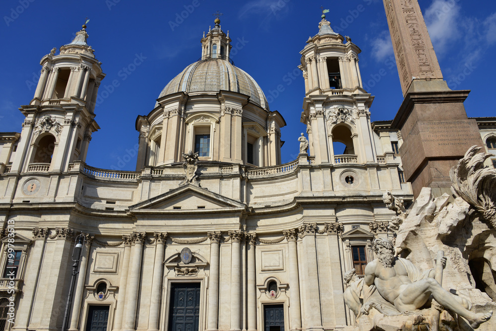 Santa Agnese in Agone in Piazza Navona Square with Fountain of F