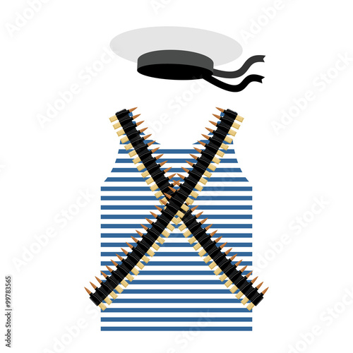 Striped vest shirt-clothing sailor man. Tape with bullets. Cartr photo