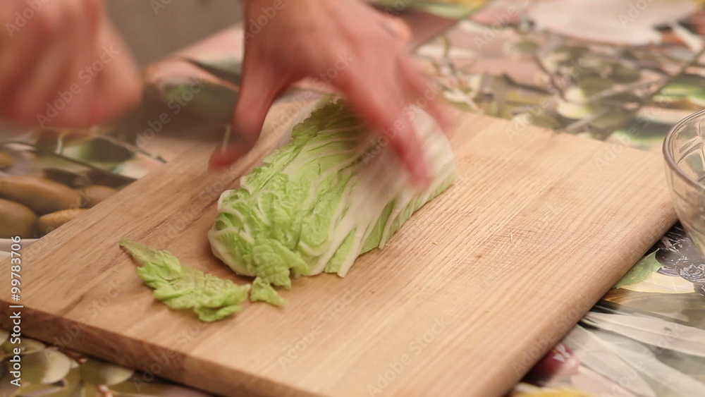 Preparation of salad on the kitchen blackboard Preparation of salad on the kitchen blackboard