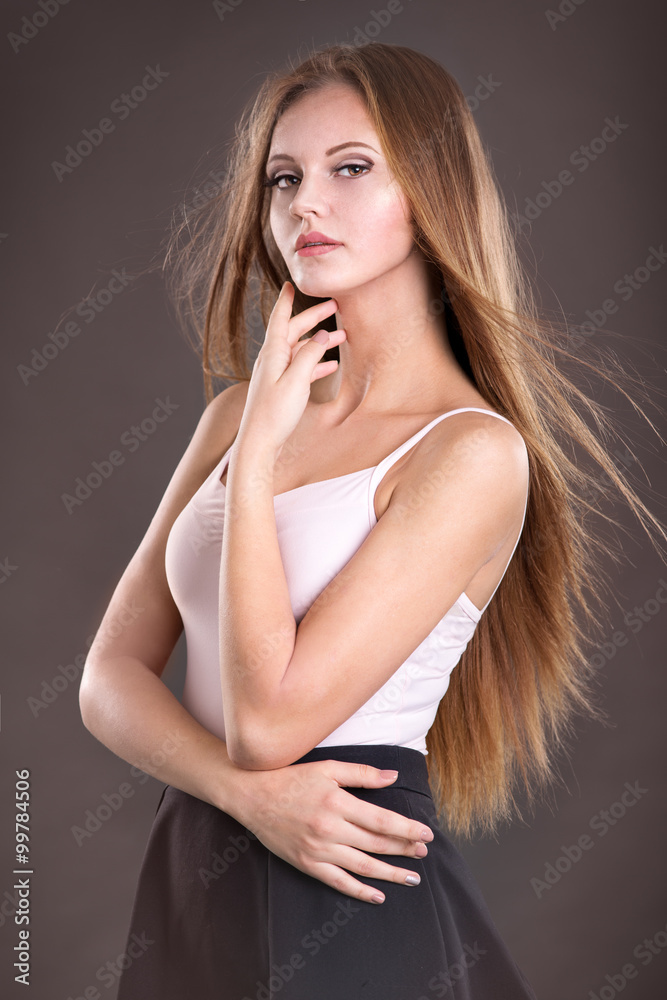 Naklejka premium girl teenager in studio