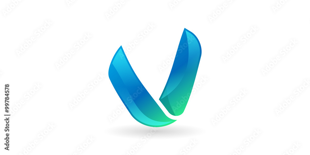 V Blue Wave Letter Logo V Blue Wave Letter Logo