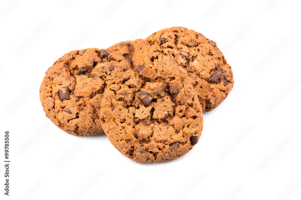 Chocolate chip cookies isolated on white Chocolate chip cookies isolated on white