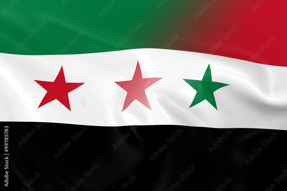 Syrian Crisis Concept Image - Flags of the Syrian Opposition and Syrian Crisis Concept Image - Flags of the Syrian Opposition and