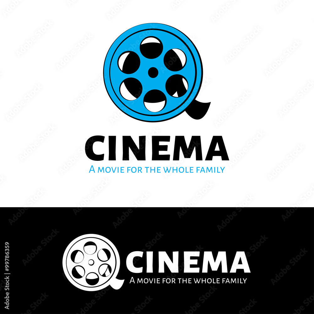 Vector film reel logo. Media business logotype.