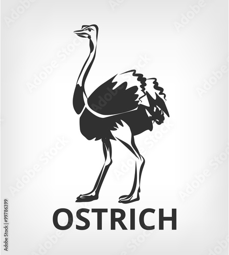 Ostrich vector black icon logo illustration