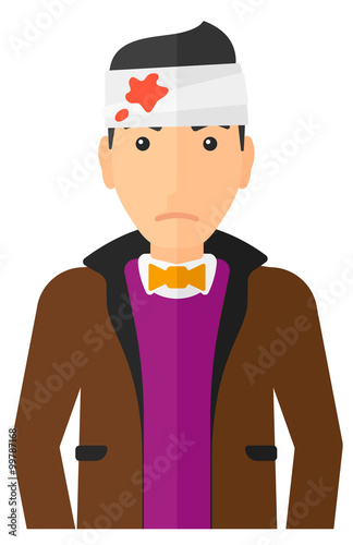 Man with injured head.