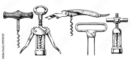 Vector illustration set of corkscrews