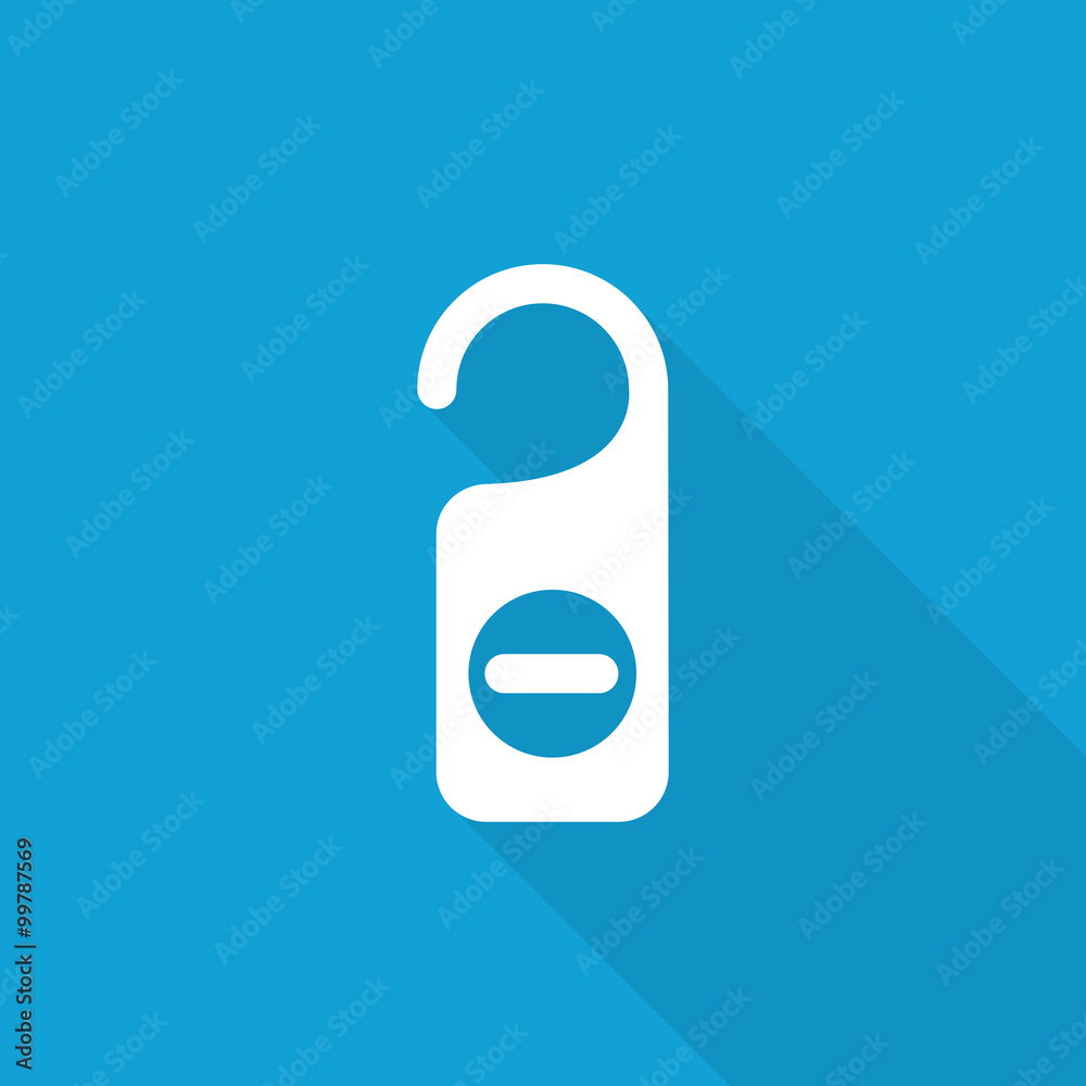 Flat Hotel Hanger icon with long shadow on blue backround