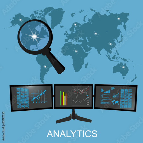 Analytics and statistics illustration, vector