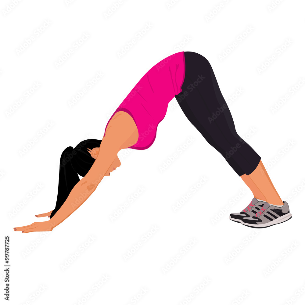 Woman doing her yoga stretch, vector illustration Woman doing her yoga stretch, vector illustration