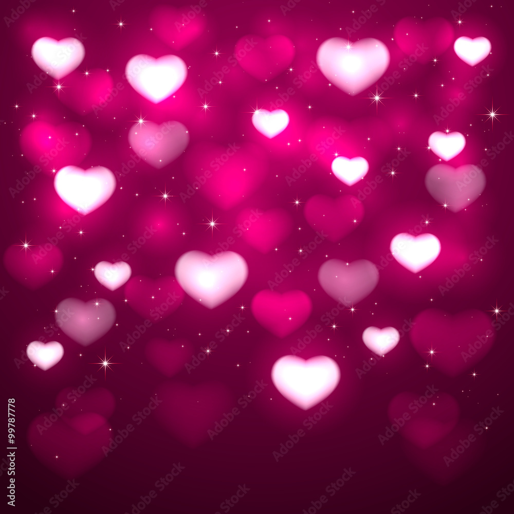 Valentines hearts on pink background