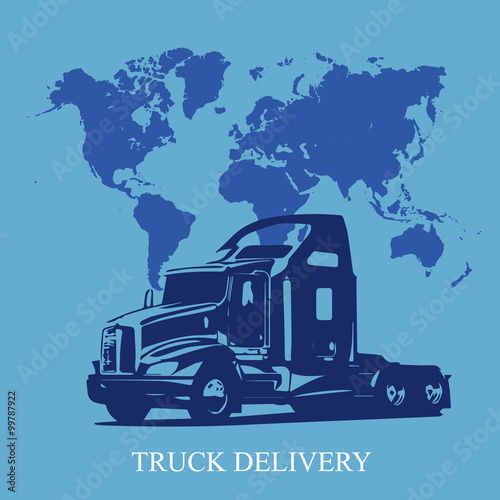semi truck cargo delivery concept in flat style, vector illustration