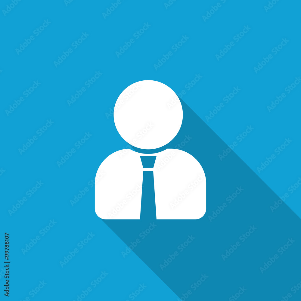 Flat User Profile icon with long shadow on blue backround Flat User Profile icon with long shadow on blue backround