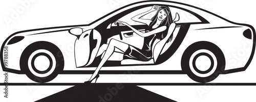 Movie star arrives at event by car - vector illustration