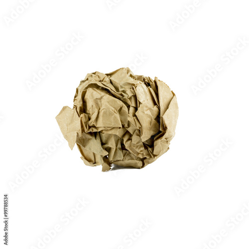  crumpled .brown paper ball isolated