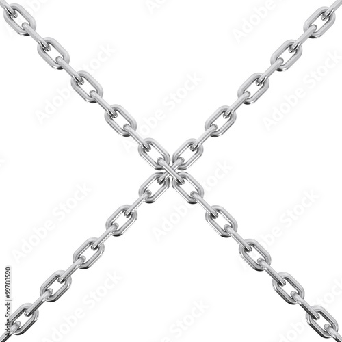 Steel Chain Cross Isolated on White Background