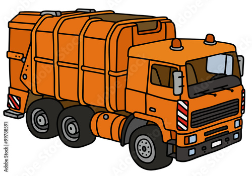 Dustcart / Hand drawing, vector illustration photo