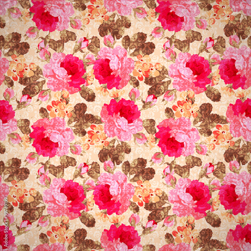 Pattern with pastel pink roses © lovelava