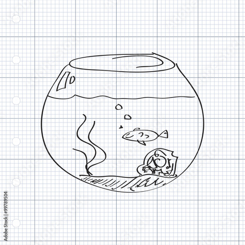 Simple doodle of a goldfish bowl
