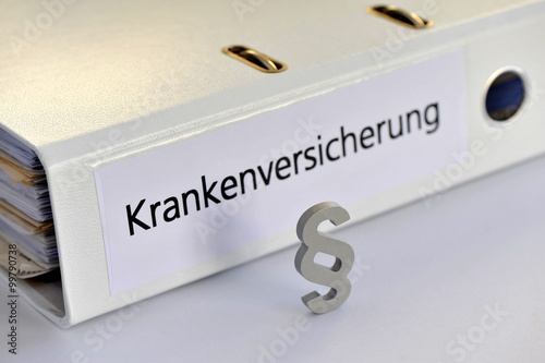 Krankenversicherung, Krankenkasse, Paragraph, Ordner, Symbol, Gesundheitswesen, Kosten, Rechtslage, Versicherung, privat, gesetzlich, Versicherungsschutz photo