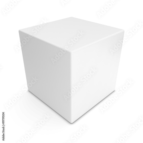 Blank White Rounded Cube Shape Isolated on White Background