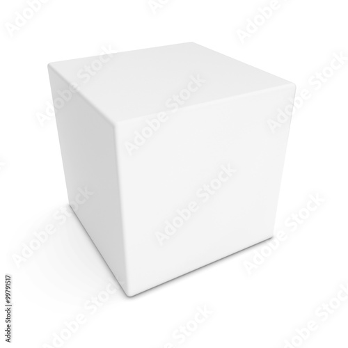 Blank White Rounded Cube Shape Isolated on White Background © Fredex