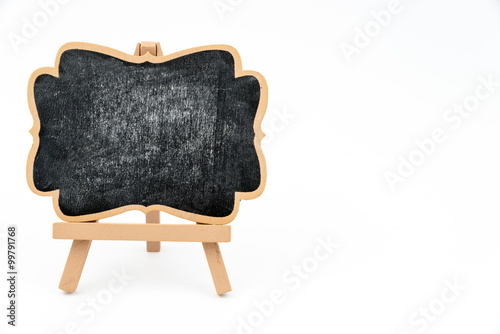 Wooden easel mini blackboard isolated on white