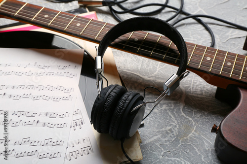 Electric guitar and headpho...