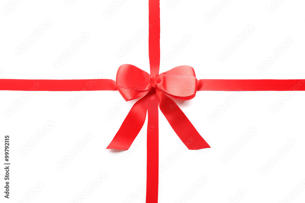 Two ribbons and bow, isolated on white Two ribbons and bow, isolated on white