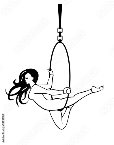 Trapeze artist under the Circus dome