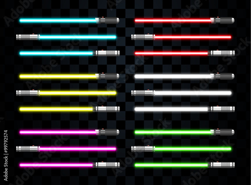 set of multicolored fantastic laser swords photo