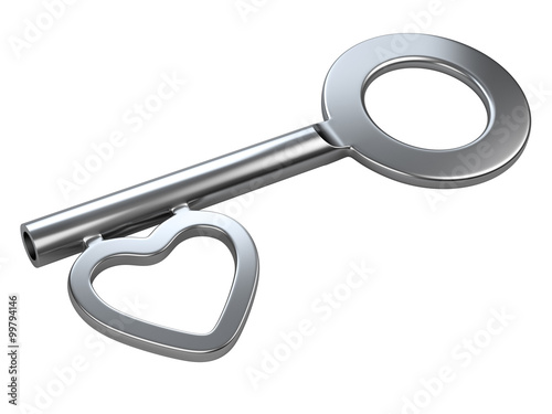 Foto Silver skeleton key with heart shape