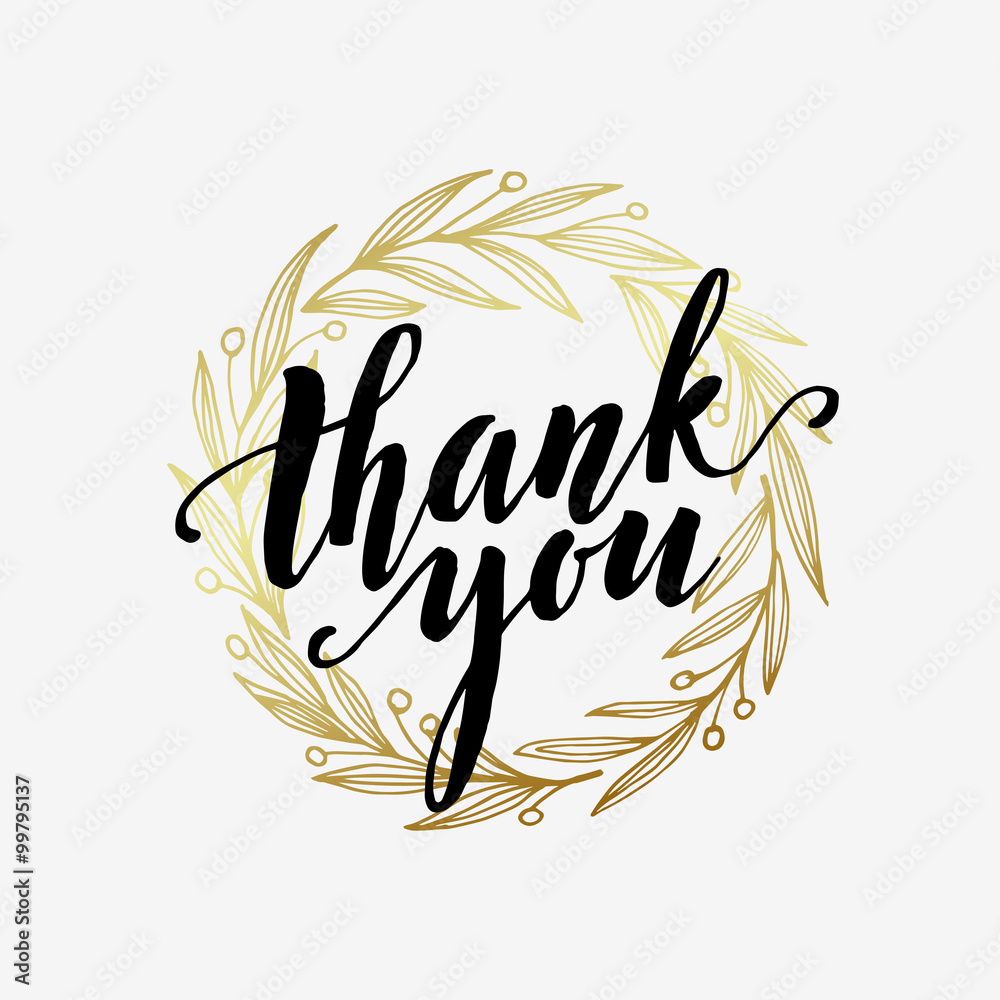 Obraz premium Thank you golden lettering design. Vector illustration