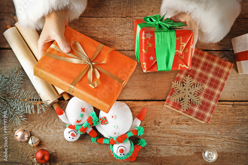 Beautiful gift box in Santa...