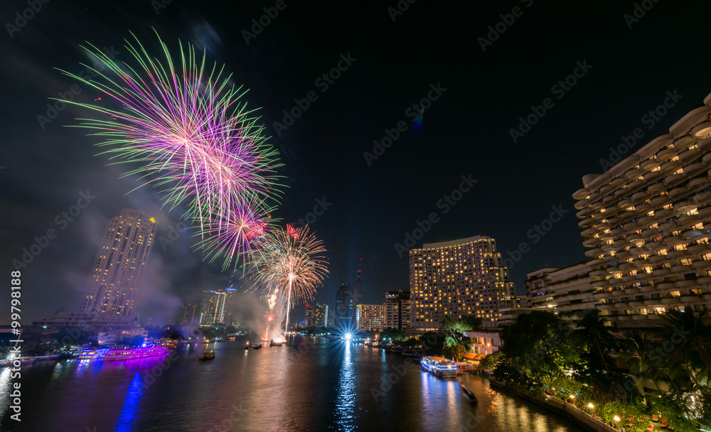 firework in bangkok new year festival