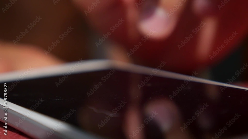 Hand Using Mobile Cellphone Closeup Hand Using Mobile Cellphone Closeup