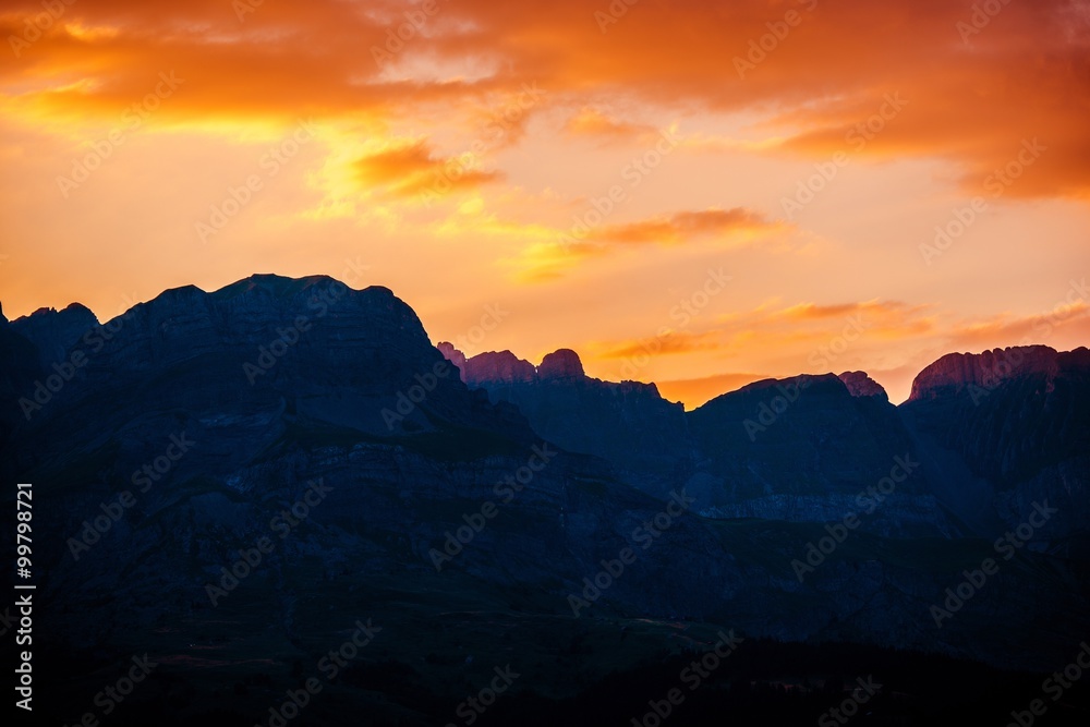 French Alps Sunset Scenery