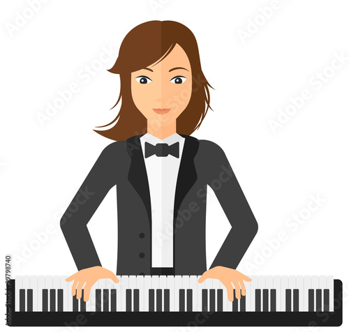 Woman playing piano.