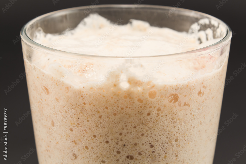 Yeast fermented in a glass Yeast fermented in a glass