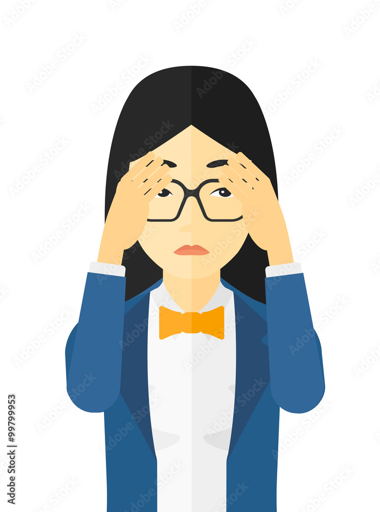 Repentant woman clutching her head. Repentant woman clutching her head.