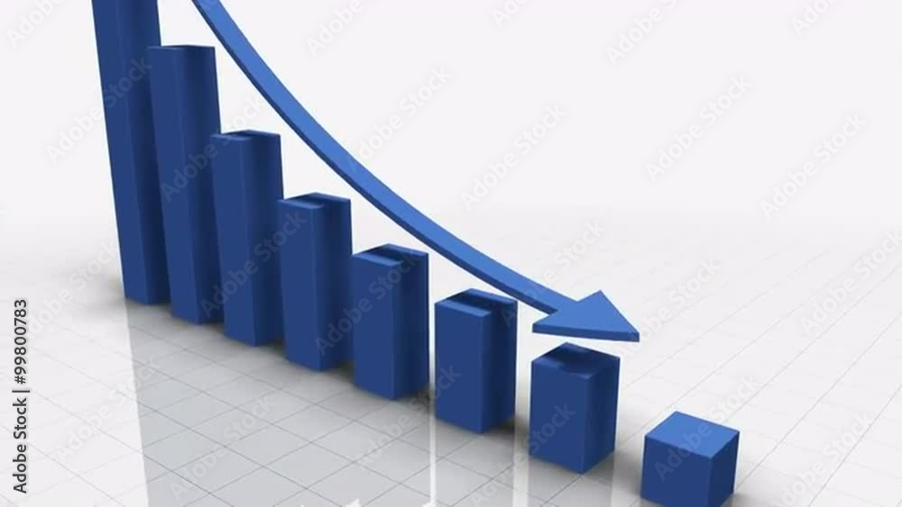 Falling Bar Graph in LIGHT BLUE With Arrow Falling Bar Graph in LIGHT BLUE With Arrow