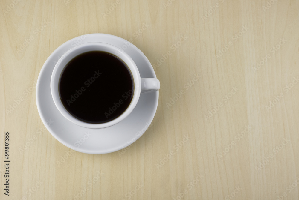 Coffee cup on Office Table, Top View Coffee cup on Office Table, Top View