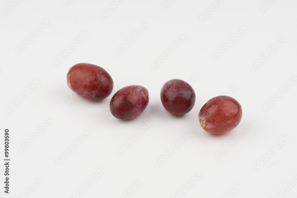 Red grape on white background