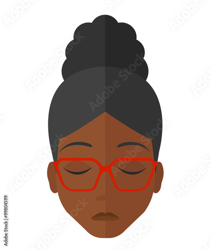 Grieving woman with eyes closed.