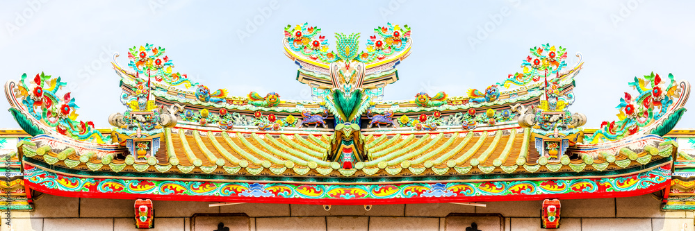 The Symmetry: Chinese Traditional temple roof.