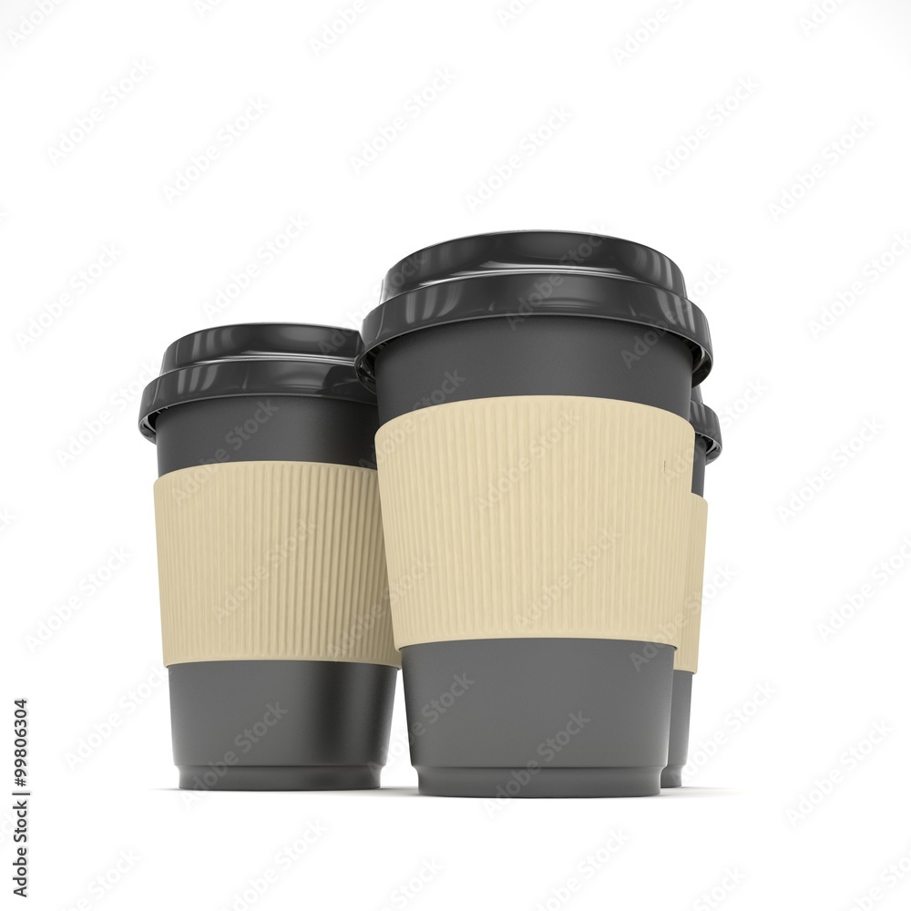 Three paper coffee cups Three paper coffee cups