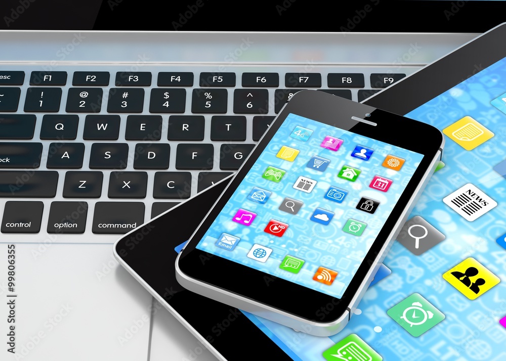 Laptop, phone and tablet pc. Laptop, phone and tablet pc.